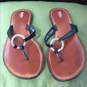 Black Crystal Embellished Sandals